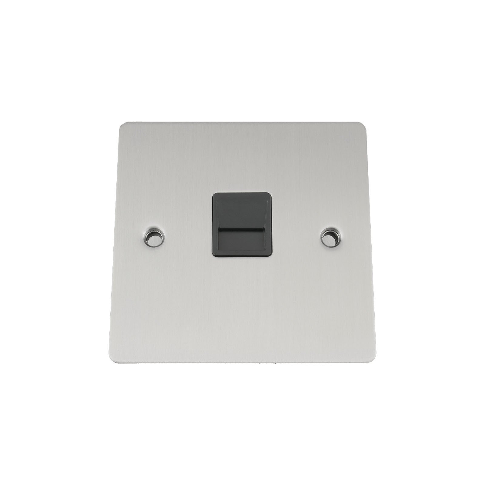 Master Telephone BT Plug Socket - Satin Matt Chrome Flat - Black Insert