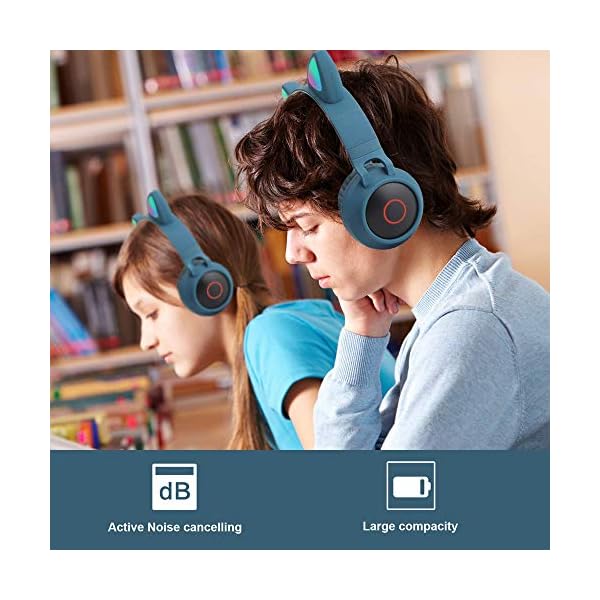 Usoun-Kids-Bluetooth-Headphones-Cat-Ear-LED-Light-Child-Wireless-Headphones-with-Microphone-FM-RadioTF-Card-Foldable-Bluetooth-Stereo-Over-Ear-kids-Headsets-for-Boys-Girls-Adults-blue Usoun Kids Bluetooth Headphones, Cat Ear LED Light Child Wireless Headphones with Microphone, FM Radio/TF Card, Foldable…