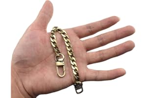 HAHIYO Mini Pochette Purse Chain Strap Slim Wide 7mm for LV Length 7.9 Inches Extra Thick 2.6mm Bronze for Handbag Wallet Clutch Comfortable Flat Metal Strap 1 Pack