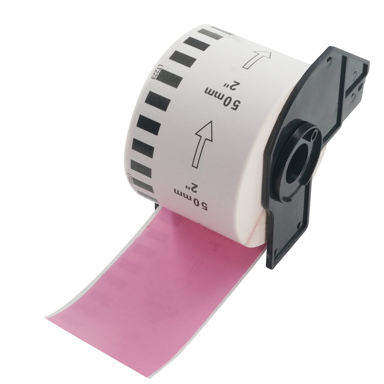 BETCKEY - 1 Pink Labels Replacement for Brother DK-22223, 50mm x 30.48m Continuous Paper Labels Compatible with Brother QL Label Printers