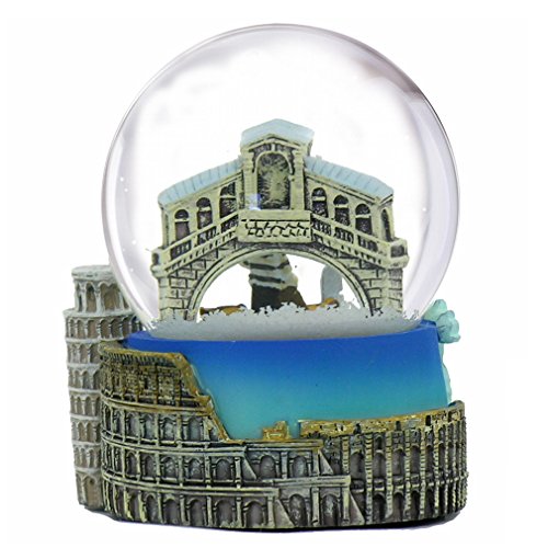 Italy Snow Globe of Rome, Pisa and Venice. (3.5 Inches Tall), 65mm Italy snow globe
