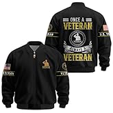 Veteran Jackets For Men - Military Bomber Jacket, Always A Veteran Waterproof Coat, Veterans Day Gift, Full Size S - 6XL
