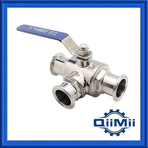T Type Ball Valve Stainless Steel 304 Three Way Clamp Ball Valve SUS304 (1" Pipe OD)