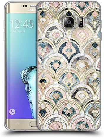 Official Micklyn Le Feuvre Art Deco Tiles In Soft Pastels Marble Patterns Soft Gel Case for Samsung Galaxy S6 edge+ / Plus