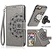 CASEOWL iPhone 8 Plus Case,iPhone 7 Plus Flip Embossed Leather Wallet Cases with Protective Detachable Slim Case Fit Car Mount, Mandala Flower Design with Card Slots, Strap for iPhone 7/8 Plus[Gray]