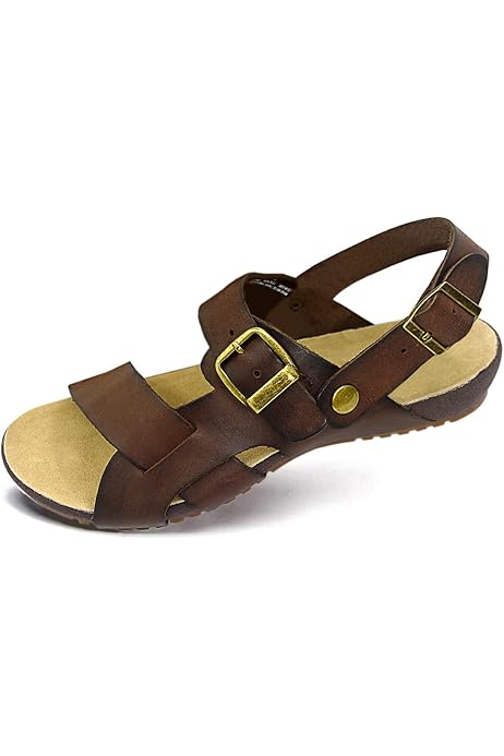 Harssidanzar Men Leather Cork Sandals 