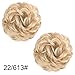 Messy Hair Bun Extensions 2PCS Curly Wavy Messy Synthetic Chignon Hairpiece Scrunchie Scrunchy Updo Hairpiece for Women (Pale Golden Blonde & Bleach Blonde Mixed)