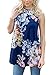 LOSRLY Women Floral Print T-Shirt High Neck Casual Blouse Sleeveless Tank Tops-Navy XL 16 18