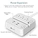 [Type C Charger] iClever BoostStrip Smart Power Strip | USB Charger with 4 USB + 3 AC Outlets, Dual Switch Control Charging Station and Phone / Tablet Stand - White