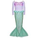 Spring Long Sleeves Mermaid Princess Dress Costume for Little Girls 130(6-7Y)