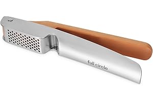 Full Circle Crushed It, Easy-Clean Stainless Steel Garlic Press: Effortless Crushing and Quick Clean-Up. Dishwasher Safe, Sil