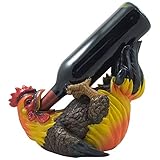 Home 'n Gifts Drinking Rooster Wine Bottle Holder Statue for Country Farm Kitchen Decor Tabletop Wine Stands & Racks and Decorative Gifts for Gamecocks Fans Multicolor