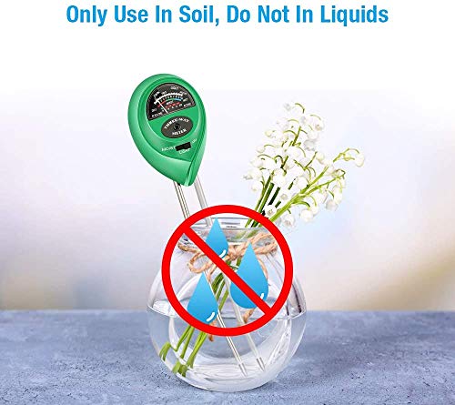 Medidor de humedad del suelo, medidor de PH del suelo 3 en 1 con prueba de humedad, luz y PH para la prueba de PH ácido, humedad y luz solar para la horticultura y la agricultura (Verde)