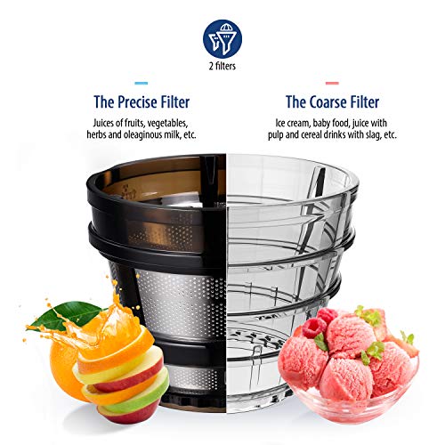 COMFEE' MJ-WJS2009PW2 COMFFE' BPA Free Jucier with Ice Cream Maker 3.4inch Large Chute. 55RPM Slow Cold Press Masticating and Grinding. High Yield. Quiet Motor, Reverse Function. Champagne Gold, Rose - Thumbnail 6