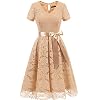 DRESSTELLS Vrouwen Korte Elegante Bloemen Kant Cocktail Party Bruiloft Bruidsmeisje Jurk