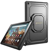 Fintie Case for All-New Amazon Fire HD 10 (7th and 9th Generations, 2017 and 2019 Releases) - [Tuatara Magic Ring] 360 Rotating Multi-Functional Grip Carry Cover w/Built-in Screen Protector, Black