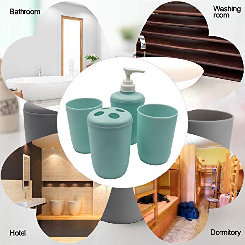 Bathroom Accessories Set, 4 Pcs Plastic Bathroom Set Toothbrush Holder, Toothbrush Cup,  Pump Bottles(10 Ounce, 300 Milliliter) - Thumbnail 5