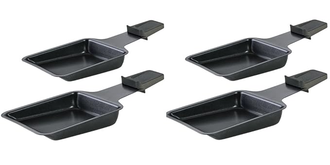Spring 4-er Set Raclette-Pfännchen - antihaftbeschichtete Raclettepfannen - Auflagefläche: 8 x 8cm