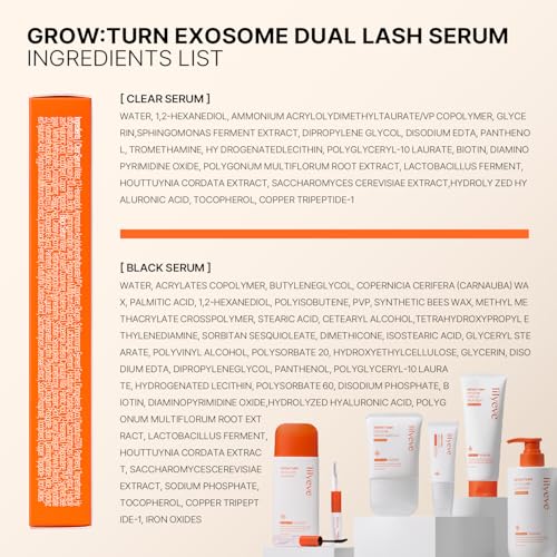 lilyeve GROWTURN Eyelash Growth Serum, Korean Lash Enhancing Serum for Longer Natural Lashes, 2-in-1 Dual Lash Serum for Day & Night Care, Prostaglandin Free with Biotin & Exosome, 0.27 fl. oz.
