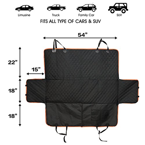 Paercute New Upgrade Dog Car Seat Covers 100% Waterproof Car Seat for Dogs with Side Flaps Hammock Scratch Proof & Nonslip Dog Seat Covers for Back Seat Washable Dog Seat Cover for Cars Trucks and SUV - Thumbnail 6