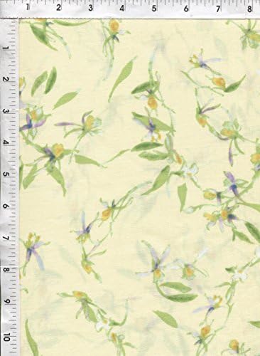 Paintbrush Studio "Cape Cod" Wispy Flowers Pale Yellow Fabric
