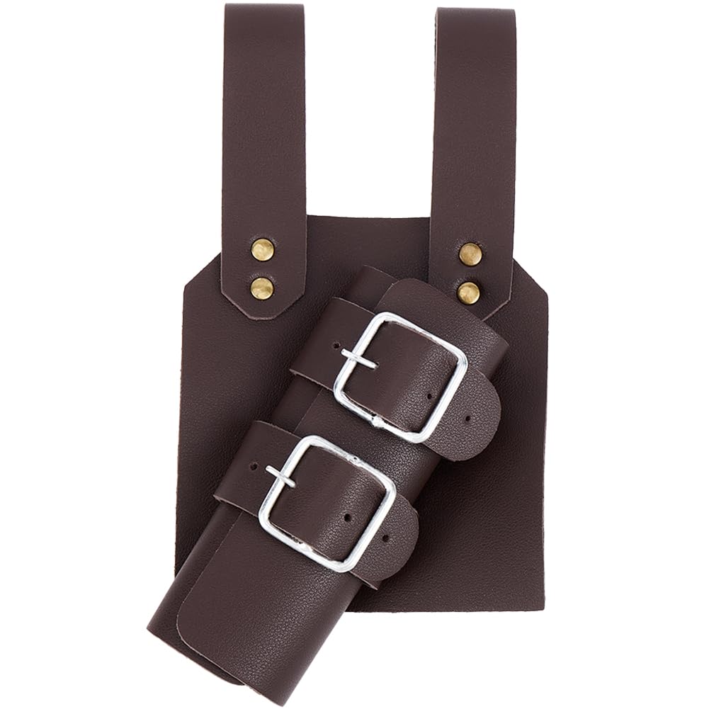 GORGECRAFT Brown Sword Holster PU Leather Medieval Retro Dagger Adjustable Protective Cover Case Shoulder Back Sheath Buckle Holsters for Costume Sword Frog Holder Adult Men Accessories