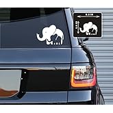 Printbeat Mommy and Baby Elephant Vinyl Decals Stickers for Cars, Vans, Trucks, and laptops (White 4.6x6.3)