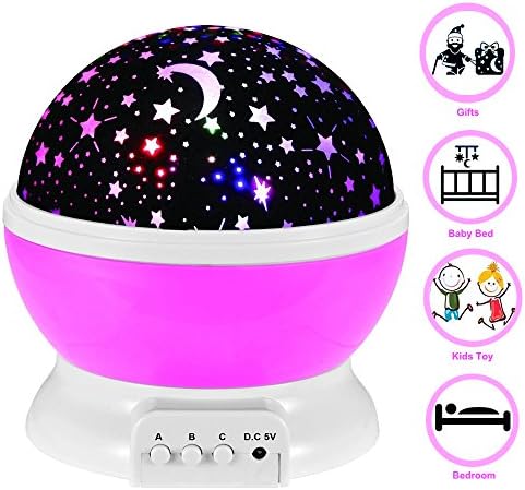 Nasus Starry Night Light Lamp, Romantic 3 Modes Colorful LED Moon Sky Dreamer Desk Rotating Cosmos Starlight Projector Nightlight Gift for Children Kids Baby Bedroom, Pink