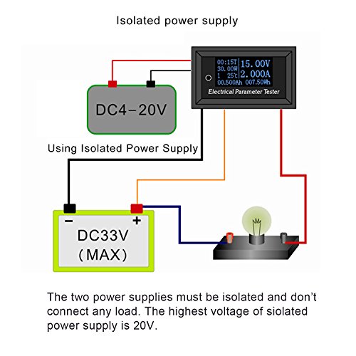 DC Voltmeter Ammeter Panel, DROK 0.96" OLED Display Digital Multimeter DC 0-33V 3A 0-99h59min 99W -15℃~~60℃ Run Time Temperature Power Capacity Energy Monitor Meter Gauge 12v 24v Battery Tester - Thumbnail 6