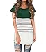 LYXIOF Women's Short Sleeve Shirts Triple Color Block Summer Tee Casual Blouse Round Neck Tunic Tops