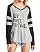 WLLW Women Long Sleeve V Neck But First Football Letter Print Tops Blouse Shirt
