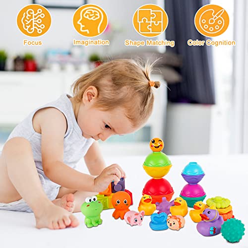 Ganowo Baby Montessori Toys, Stacking Building Blocks Activity Infant Toys, Sensory Preschool Learning Educational Toys for Toddler 12M+