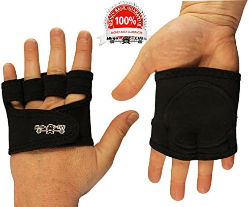 The Ninja Workout Glove, WOD, Callus Guard Workout Gloves, Weightlifting &amp; Cross Training Workouts, Neoprene Smooth Palm, Easy On and Off, Quick Transition, Multifunctional, Black