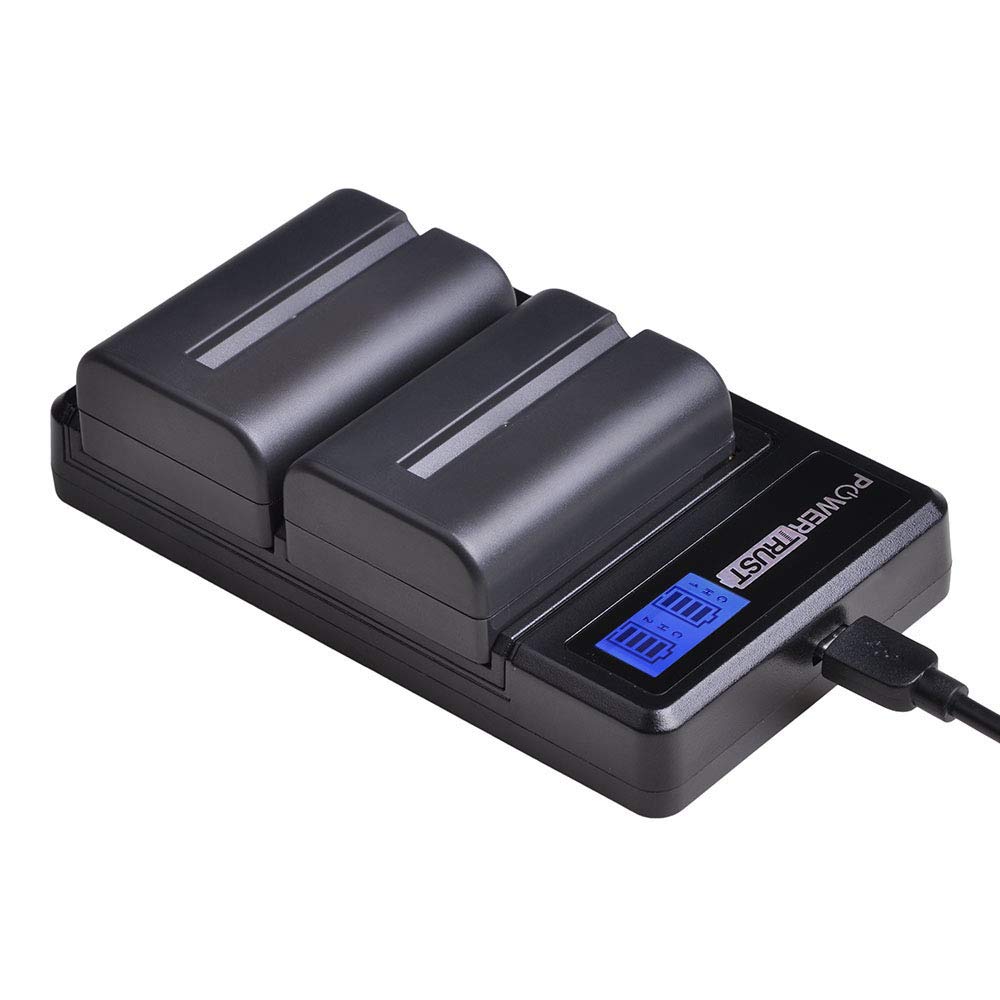 PowerTrust 2Pack 1800mAh NP-FM500H FM500H Battery + LCD Dual USB Charger for Sony A57 A58 A65 A77 A99 A550 A560 A580 Battery