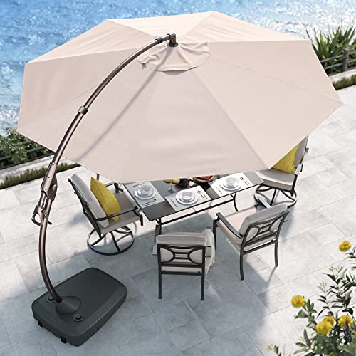 Grand patio Outdoor 12 FT Offset SUNBRELLA Umbrella, Curvy Aluminum