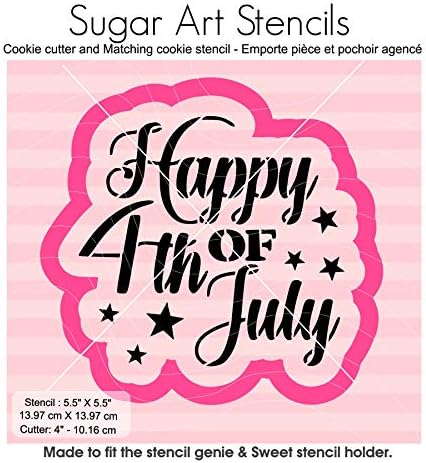ハッピー フォース オブ ジュライ クッキーカッターとお揃いのステンシル 手書きの言葉 Usa 8 Midlothiantsi