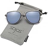 SojoS Fashion Aviator Unisex Sunglasses Flat Mirrored Lens Double Bridge SJ1051