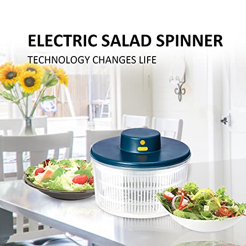 BORNKU Electric Salad Spinner 3L USB Chargeble,Vegetable Washer with Bowl, Lettuce Cleaner and