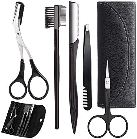 Odette 眉毛セット 眉用キット 高級ステンレス製 眉はさみ 眉毛ピンセット カミソリ 眉メイクアップ道具 メンズ 5点セット 持ち運び便利 ランキングtop5 ケース付き レディース