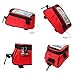 JOY COLORFUL Bicycle Bags Bicycle Front Tube Frame Cycling Packages 4.2,4.8,5.5 inches Touch Screen Mobile Phone Bags Professional Bicycle Accessories (Red, Large)