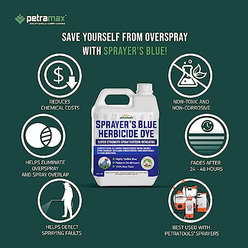 PetraTools Blue Herbicide Lawn Dye Super Strength Concentrate 3X More Than Others, for