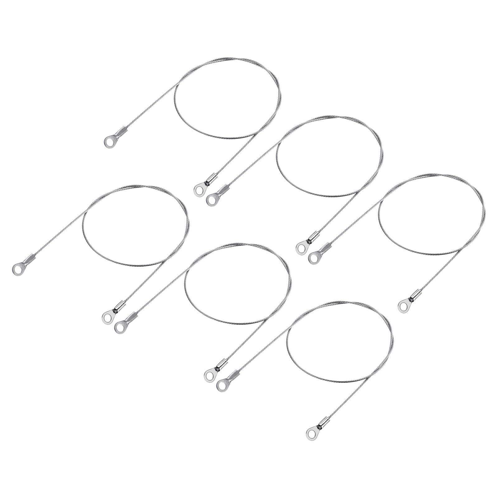 YOKIVE 6 Pcs Stainless Steel Lanyard Cables, Eyelets Ended Security Wire Rope | Great for Doors, Curtains, Hanging Lamps (Silver, 1.5mmx50cm)