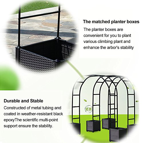 LeJoy Garden 2 Set Square Planter Boxes 15.7" Extra-Strength Plastic Coffee Matching Planter Box for Wide/High Metal Pergola Arbor