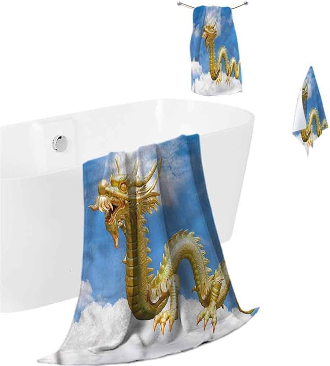 prunushome Towel Set Dragon Gym Towel Hand Towel Cultural