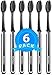 Nuva Dent Ultra Soft Charcoal Toothbrush - Gentle, Slim Brush Head, Medium Tip - Clean Plaque, Whiten Teeth - Works Well w/Activated Charcoal Toothpaste or Teeth Whitening Products, 6 Pack Colored
