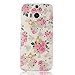 M8 Case, Htc M8 Case - Mavis's Diary Bling Crystal Golden Butterfly Pink Flowers Hard Case Cover for HTC One M8 2014 with Soft Clean Cloth (One Case&One Golden Bling Diamond Anti-dust Plug&One HD Screen Protector)