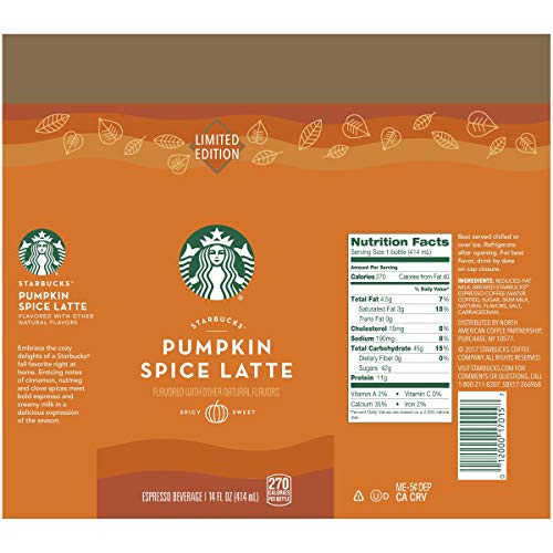 Starbucks Iced Espresso 14 Fl Oz Bottles (Pumpkin Spice, 6 Bottles)