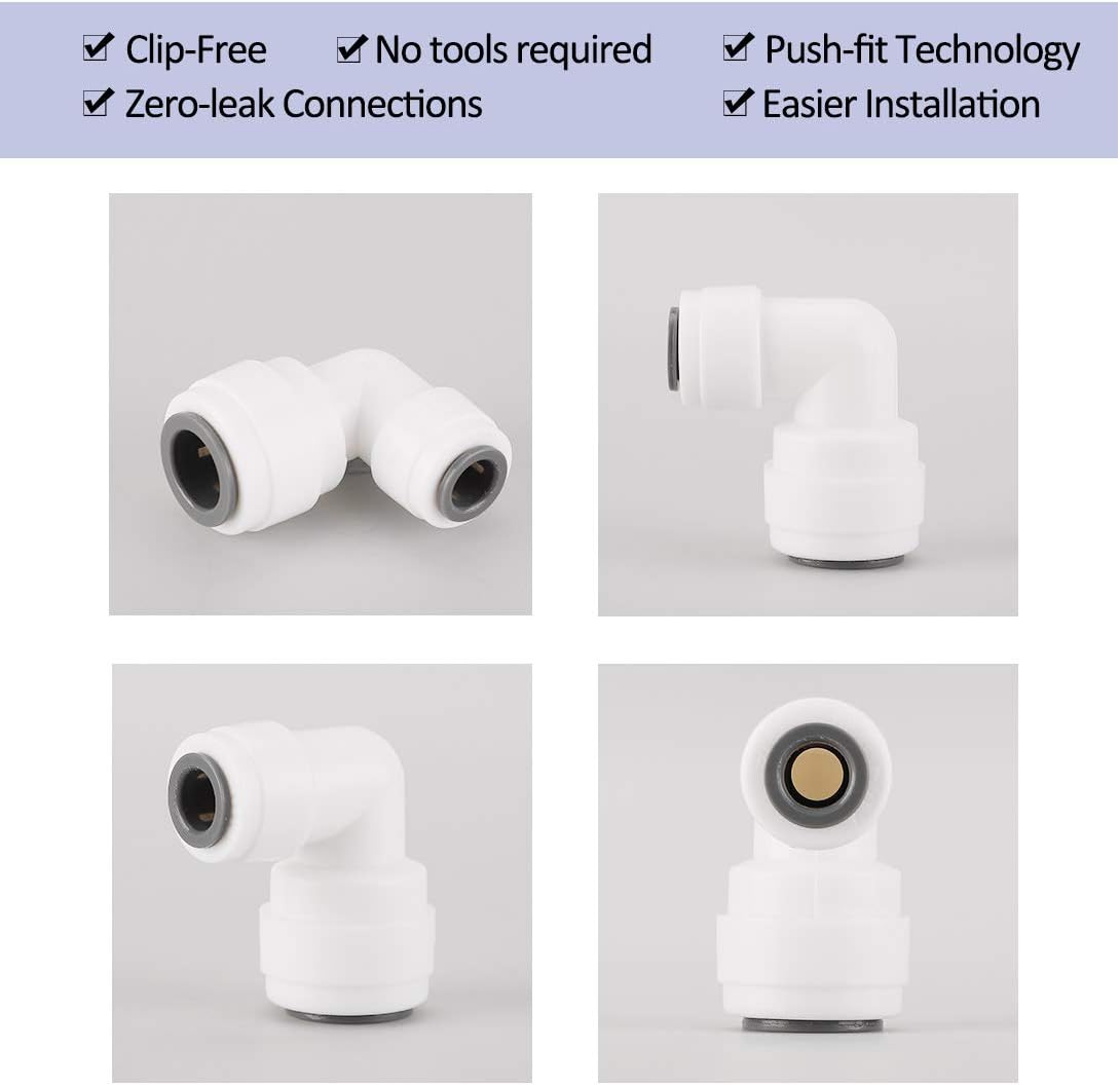 Sourcing Map 10pcs 1/4 Inch to 3/8 Inch Quick Connect Tube Fittings for RO Systems, Copper, 10 Pcs - Image 4