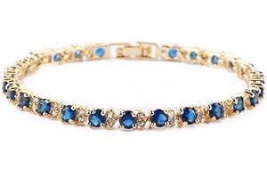 RIZILIA Eternity Tennis Bracelet & Round Cut CZ in Yellow Gold Plated, 7"