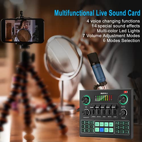 Mixer Audio Interface Effects,Remall Podcast Mixer Sound Effects Board with DJ Sound Mixer,Voice
